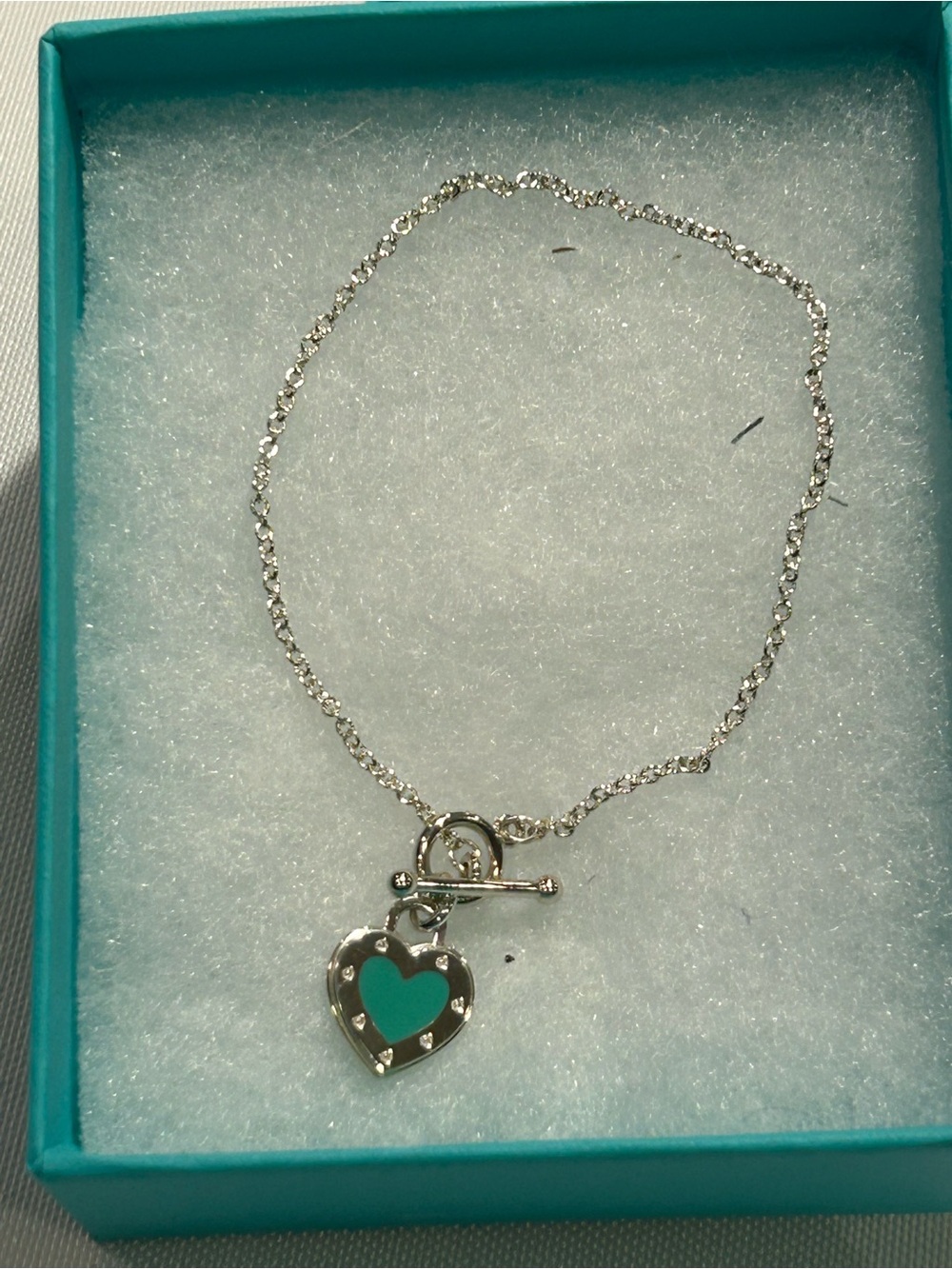 NEW Tiffany & Co. Silver and Blue Enamel Heart Toggle Bracelet - Blue Box - Picture 12 of 12